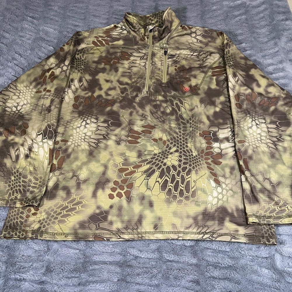 Ariat Men XXL Kryptek Mandrake Camo 1/4 Zip Grid Fleece Pullover Tactical AN339